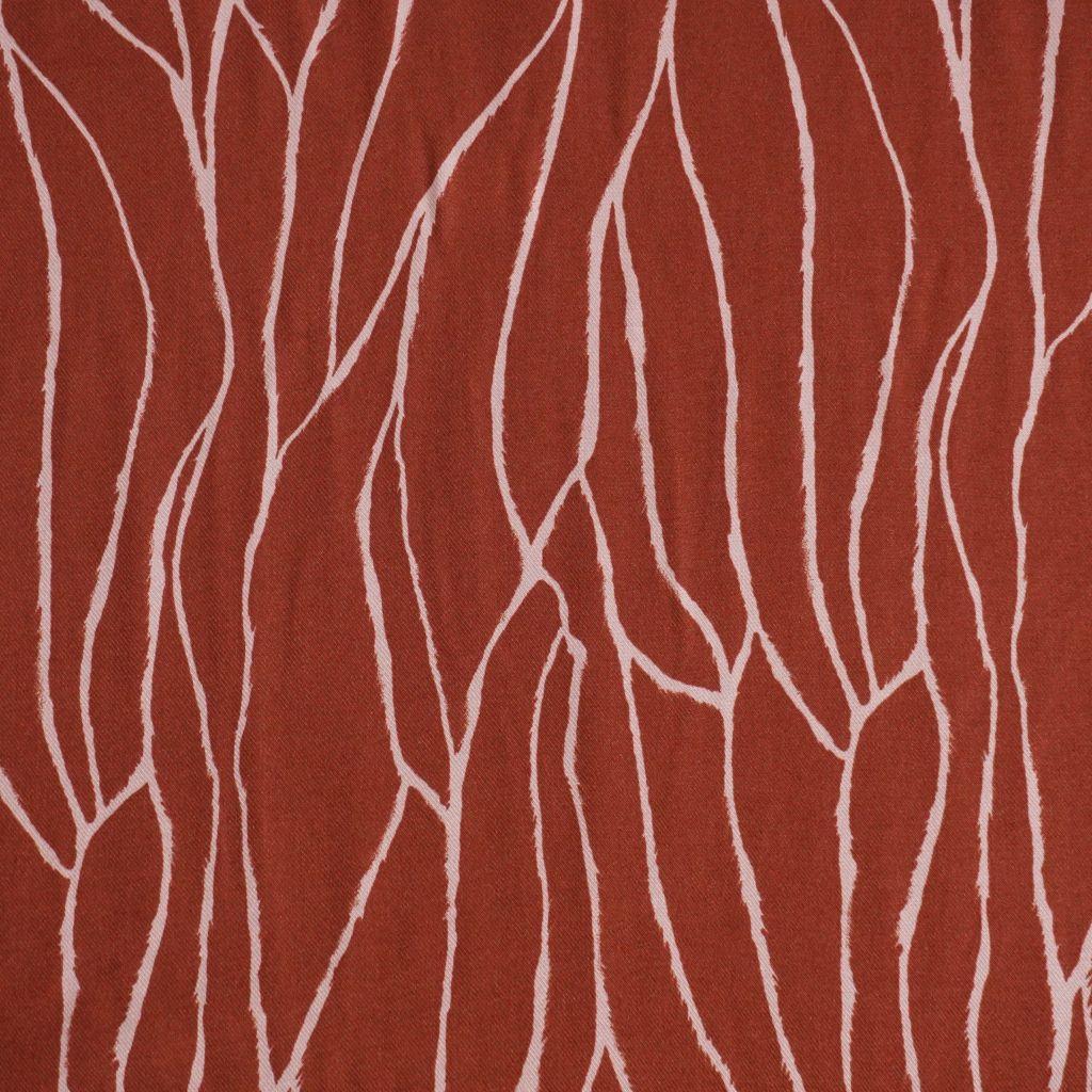 Viskose Twill Druck abstrakte Blätter rostrot